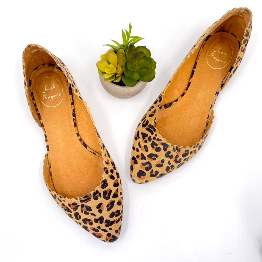 JACK ROGERS Leopard Cheetah Printed Leather Ballet Flat 9